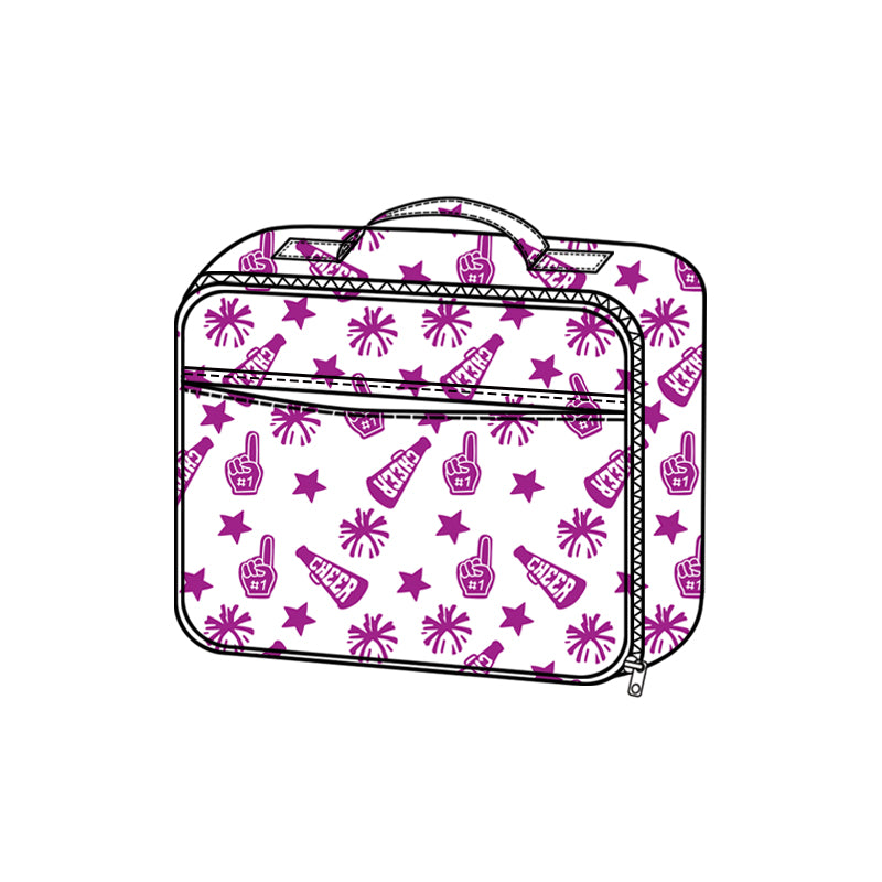 (Pre-order)BA0359 Team's Cheer Purple Print Lunch Boxes Girls Picnic Thermal Bags