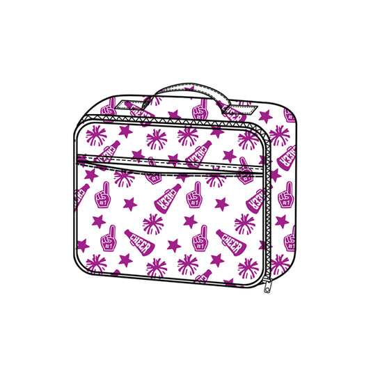 (Pre-order)BA0359 Team's Cheer Purple Print Lunch Boxes Girls Picnic Thermal Bags