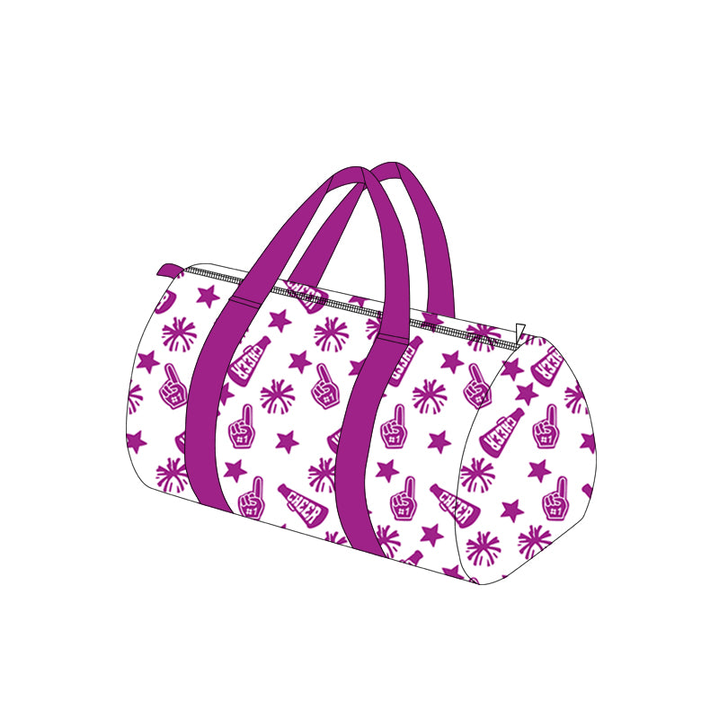 (Pre-order)BA0367  Team's Cheer Purple Print Girls Gym Bag Overnight Bags