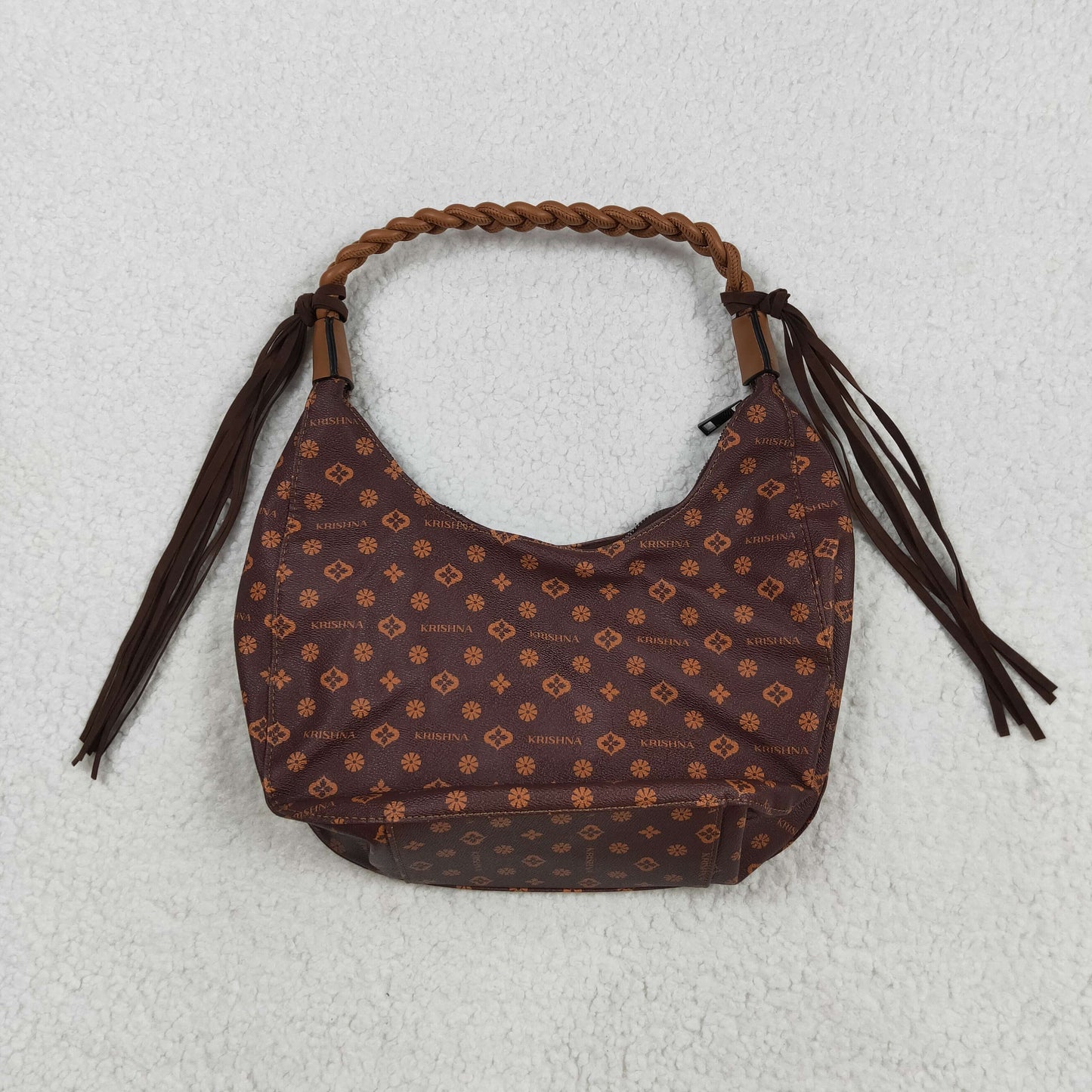 USA-Shop BA0373 Brown Flowers Zipper Western Leather Handbag