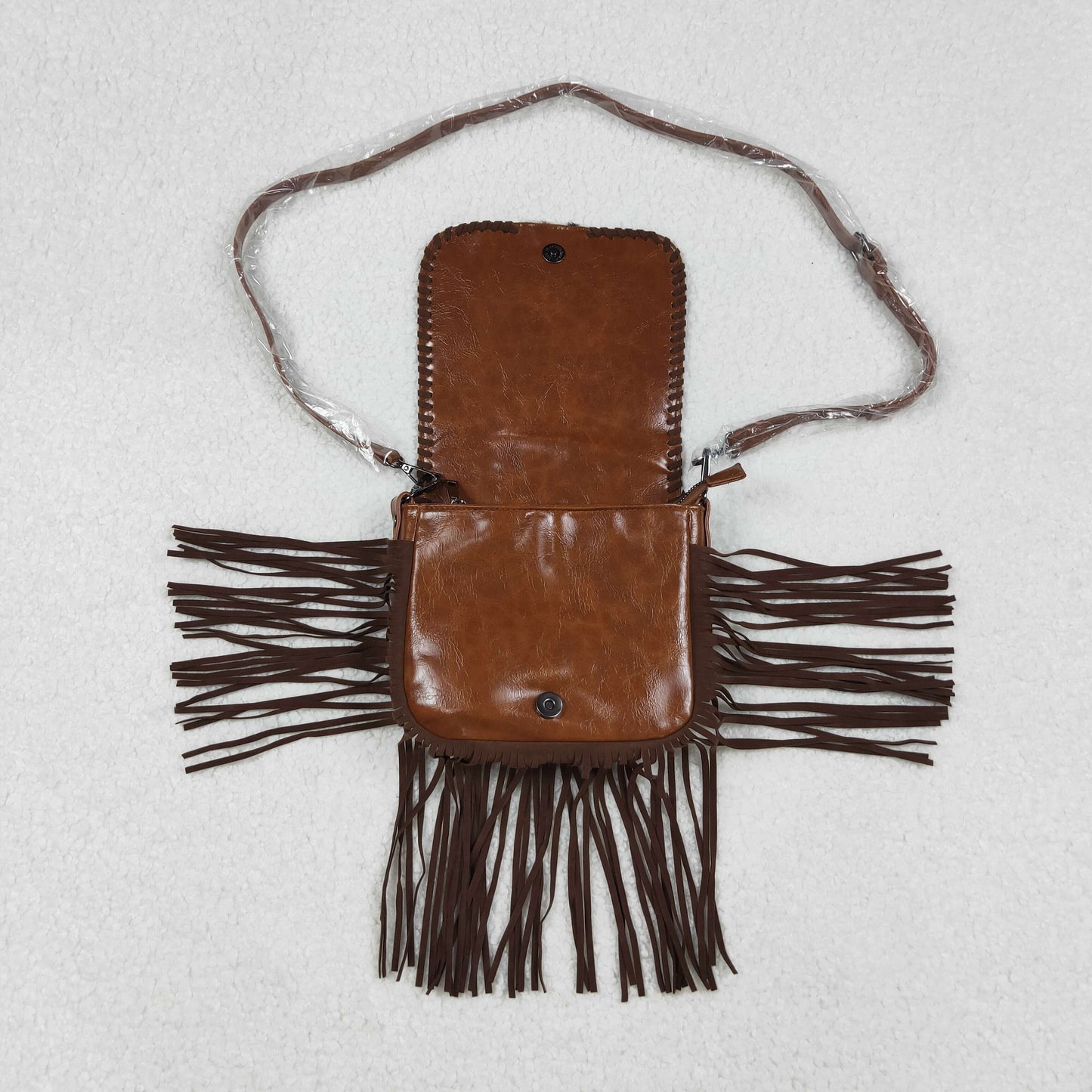 USA-Shop BA0375 Brown Flowers Cowhide Zipper Western Leather Tassel Shoulder Bags