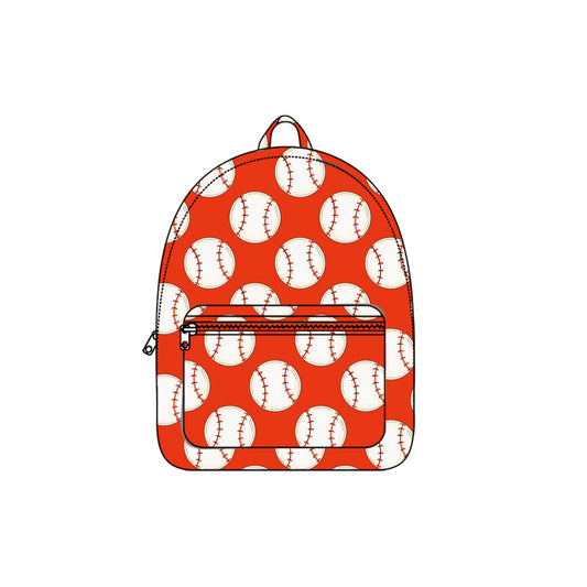 (Pre-order) BA0376 Baseball Red Print Backpack Kids Bags