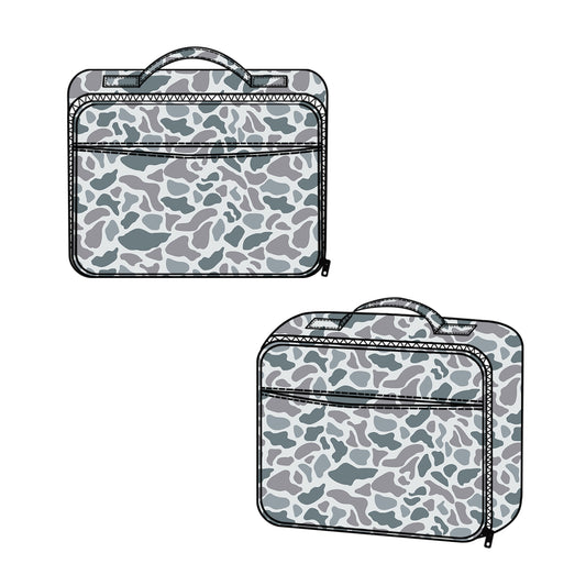 (Pre-order)BA0382 Grey Camo Print Lunch Boxes Kids Picnic Thermal Bags