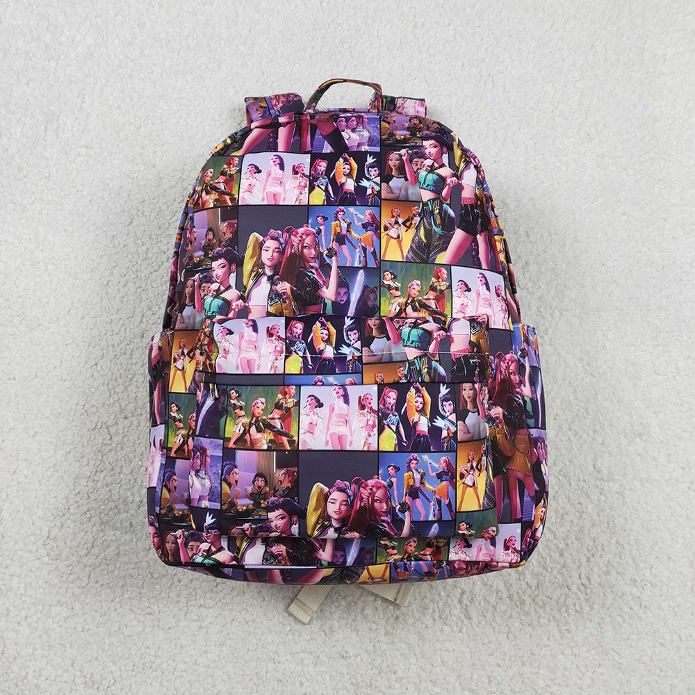 BA0386 Cartoon Demon Movie Plaid Print Backpack Girls Bags