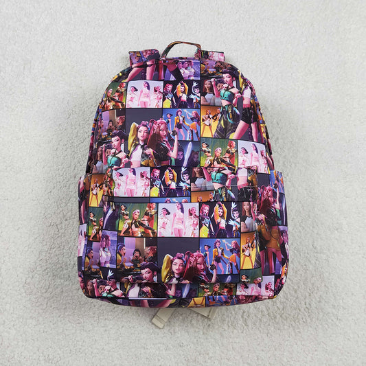 BA0386 Cartoon Demon Movie Plaid Print Backpack Girls Bags
