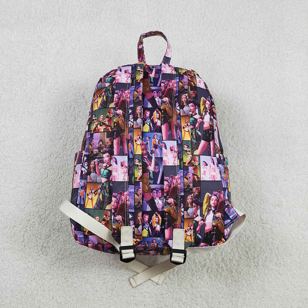 BA0386 Cartoon Demon Movie Plaid Print Backpack Girls Bags