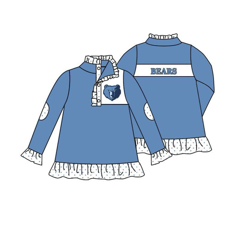 (Custom Design Preorder MOQ 5) Team's BEARS Blue Print Girls Pullover Tee Shirts Top