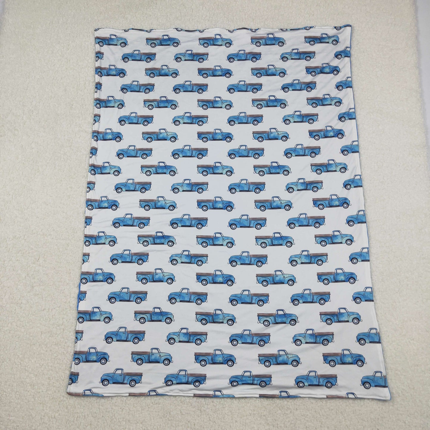 BL0062 Blue Truck Print Baby Boys Blanket