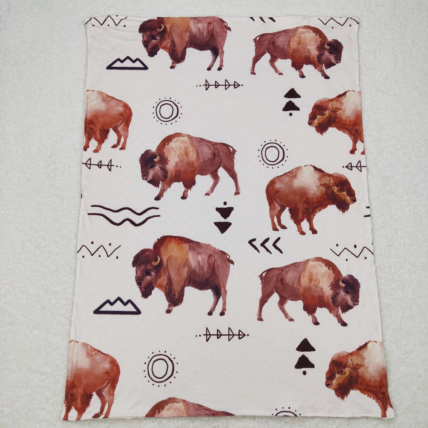 BL0068 Highland Cow Print Minky Baby Western Blanket