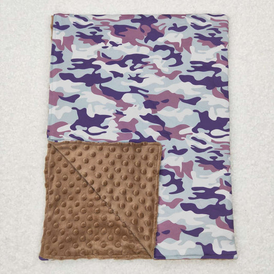 BL0076 Brown Minky Camo Print Baby Kids Blanket