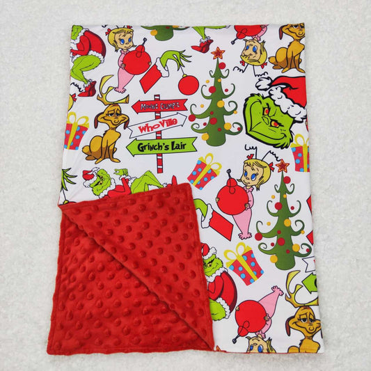 BL0085 Christmas Frog Print Minky Baby Blanket