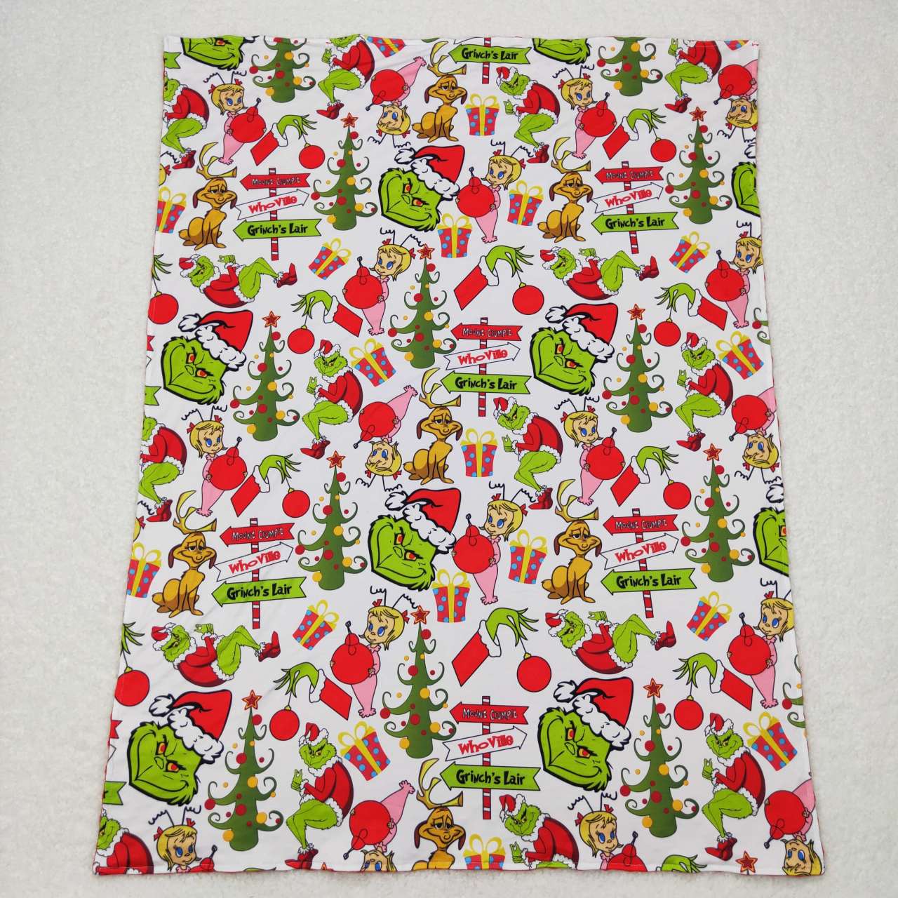 BL0085 Christmas Frog Print Minky Baby Blanket