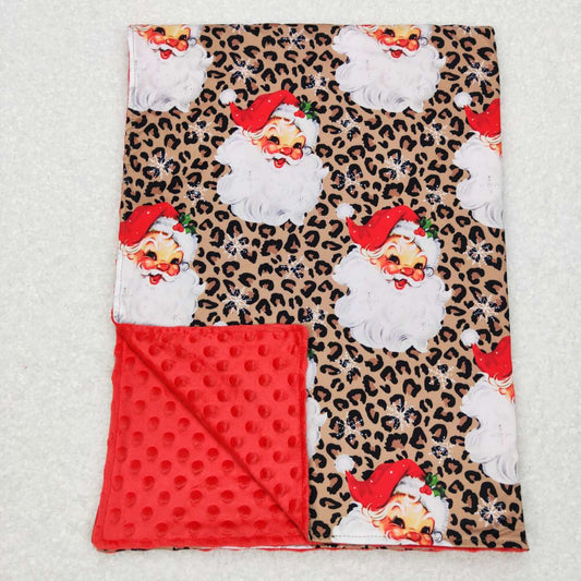 BL0087 Christmas Santa Leopard Print Baby Blanket