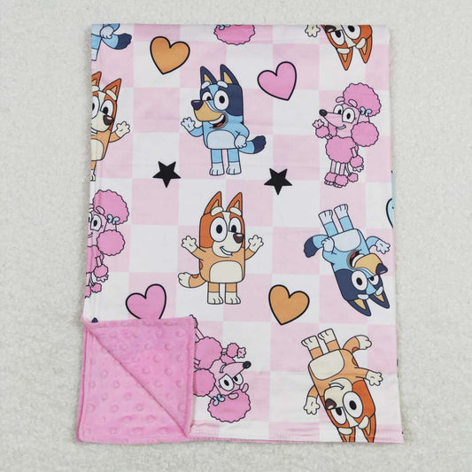 BL0114  Cartoon Dog Heart Print Kids Valentine's Blanket