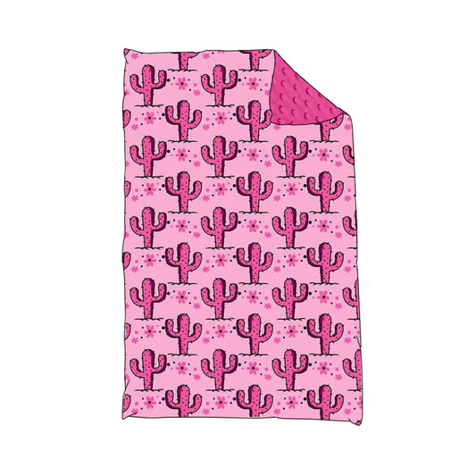 (Pre-order) BL0120  Pink Flowers Cactus Print Girls Blanket