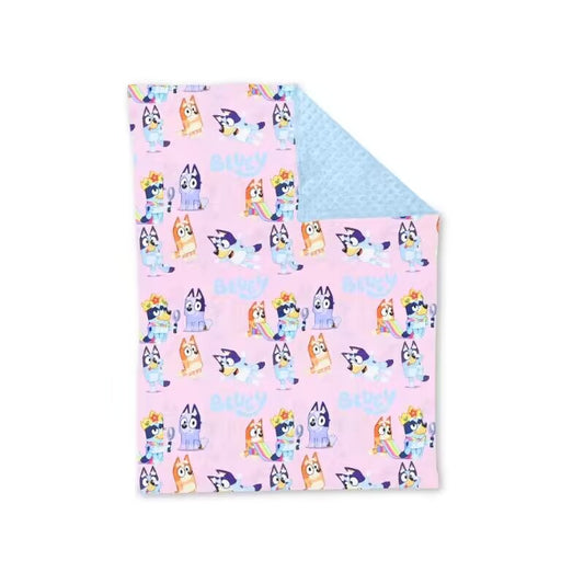 (Pre-order) BL0130 Pink Cartoon Dog Print Baby Blanket