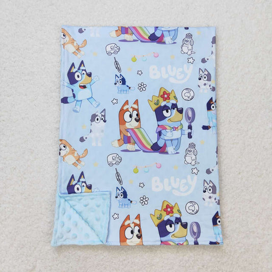 BL0131 Blue Cartoon Dog Print Baby Blanket