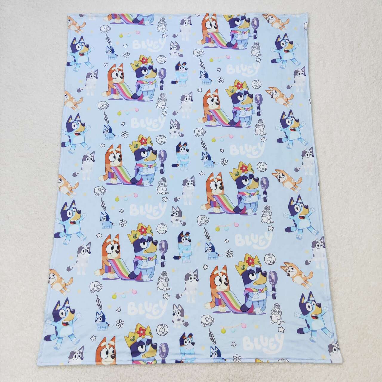 BL0131 Blue Cartoon Dog Print Baby Blanket