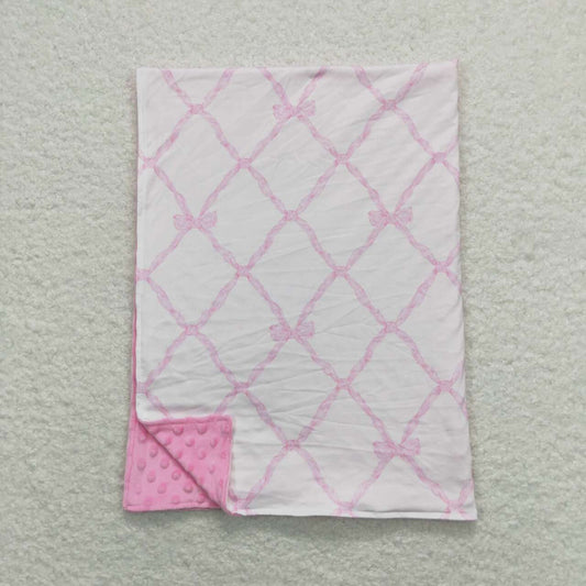 BL0132 Pink Bows Print Baby Girls Blanket