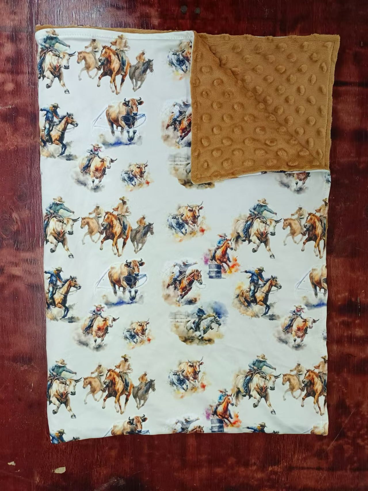 (Custom Design Preorder MOQ 3) Cowboy Print Baby Western Blanket