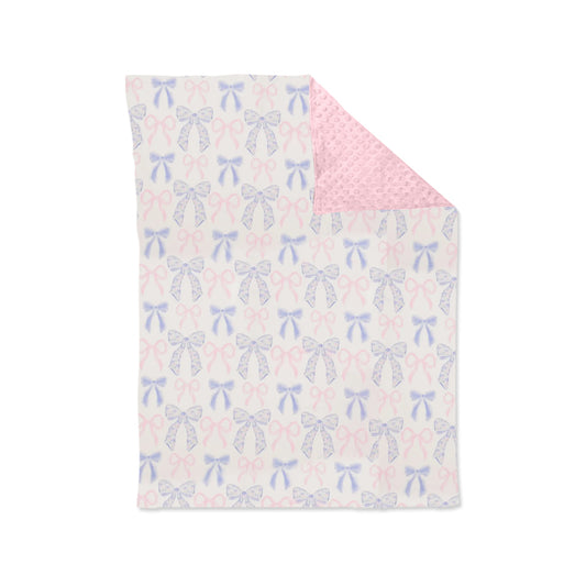 (Pre-order) BL0191 Pink Bows Print Baby Girls Blanket