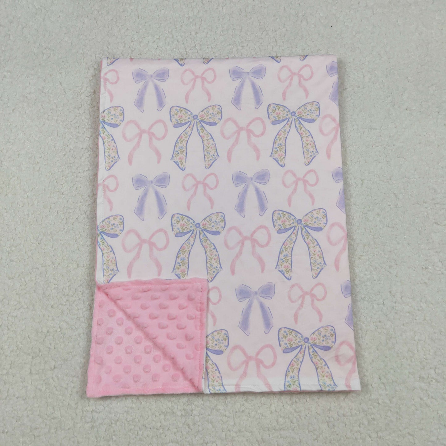 BL0191 Pink Bows Print Baby Girls Blanket