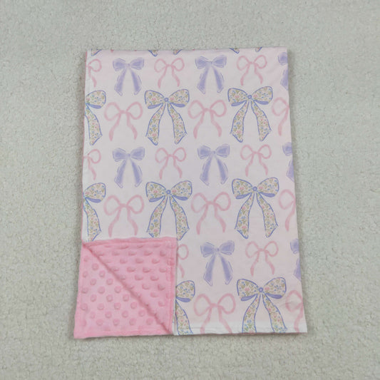 BL0191 Pink Bows Print Baby Girls Blanket