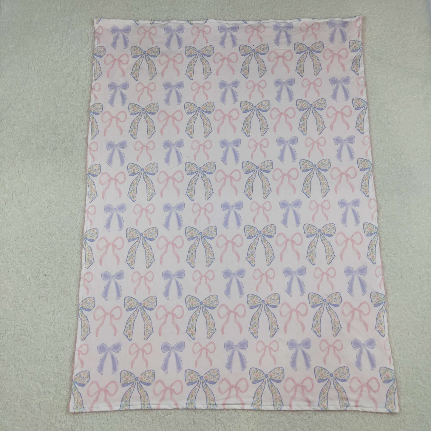 BL0191 Pink Bows Print Baby Girls Blanket