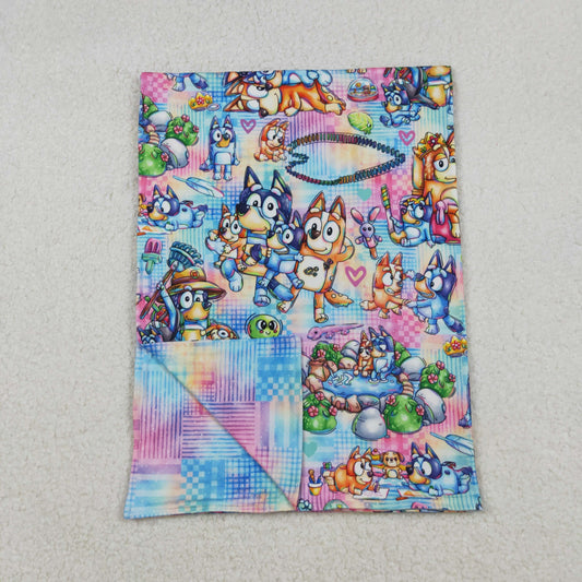 BL0192 Cartoon Dog Tie-dye Print Baby Girls Blanket