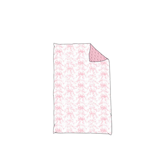 (Pre-order) BL0194 Pink Bows Print Baby Girls Blanket