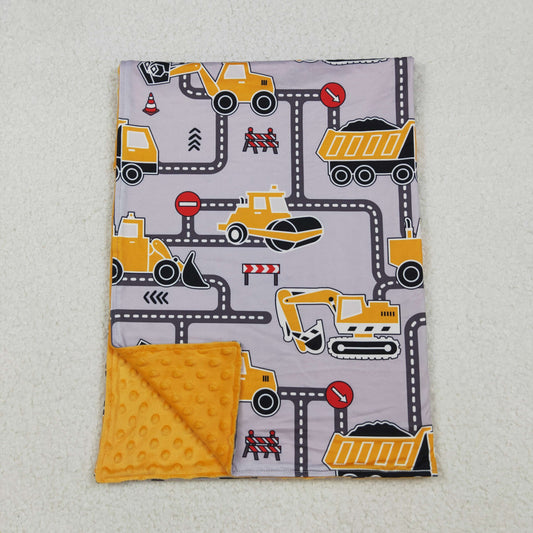 BL0199 Construction Orange Print Baby Boys Blanket