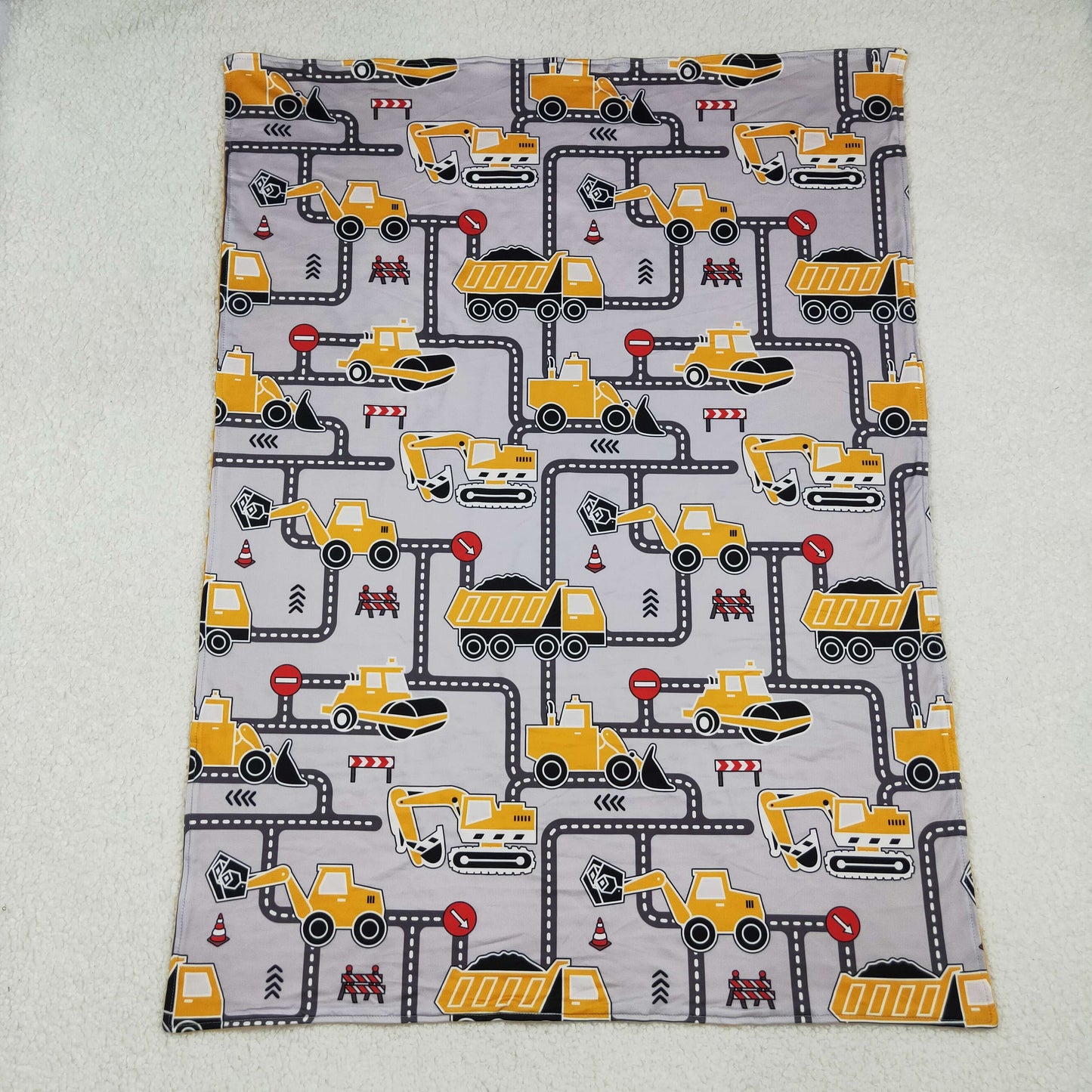 BL0199 Construction Orange Print Baby Boys Blanket