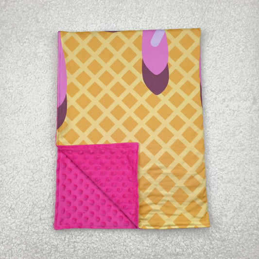 BL0201  Ice Cream Pink Print Baby Girls Blanket
