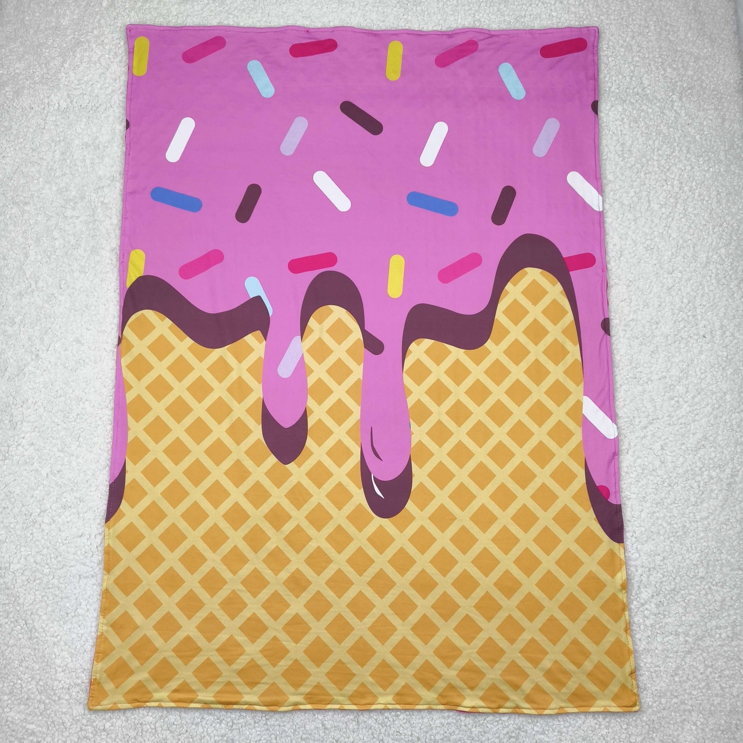 BL0201  Ice Cream Pink Print Baby Girls Blanket