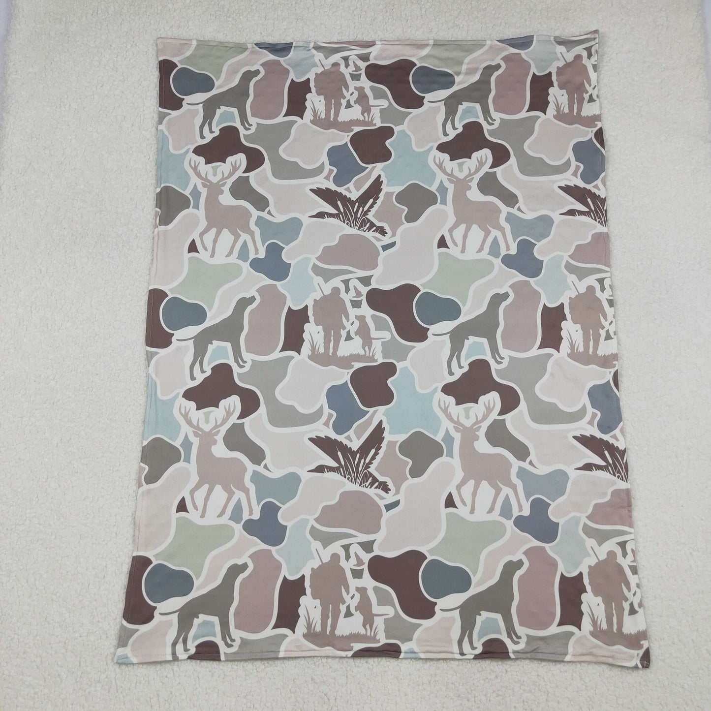 BL0212 Duck Dog Deer Camo Hunting Print Baby Boys Fall Blanket