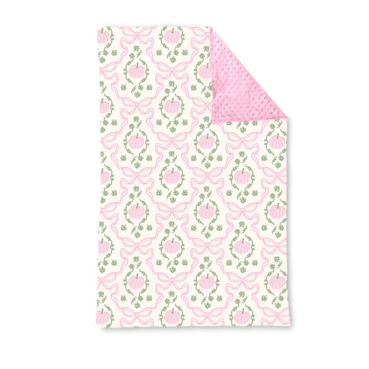 (Pre-order) BL0215 Pumpkin Bows Print Baby Girls Fall Blanket