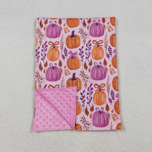 BL0216 Pumpkin Pink Print Baby Girls Fall Blanket