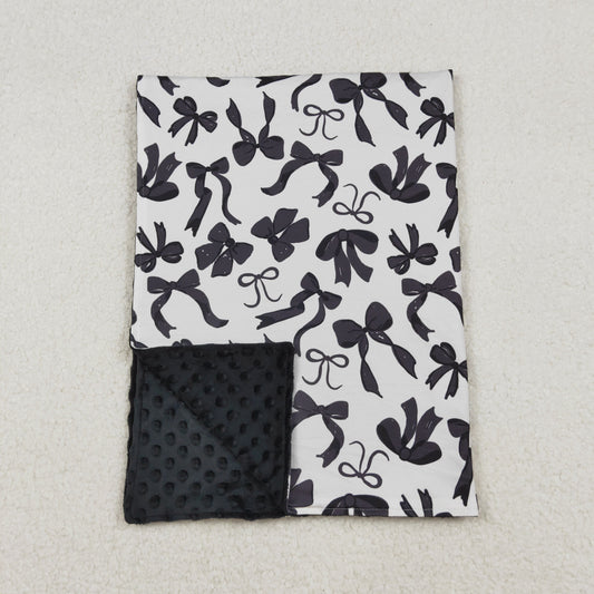 BL0217 Black Bows Print Baby Girls Blanket