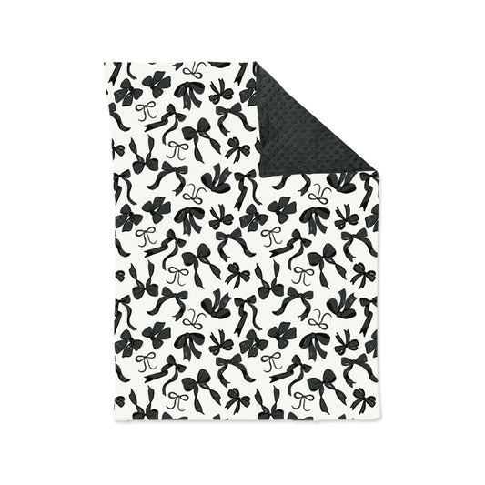 (Pre-order) BL0217 Black Bows Print Baby Girls Blanket