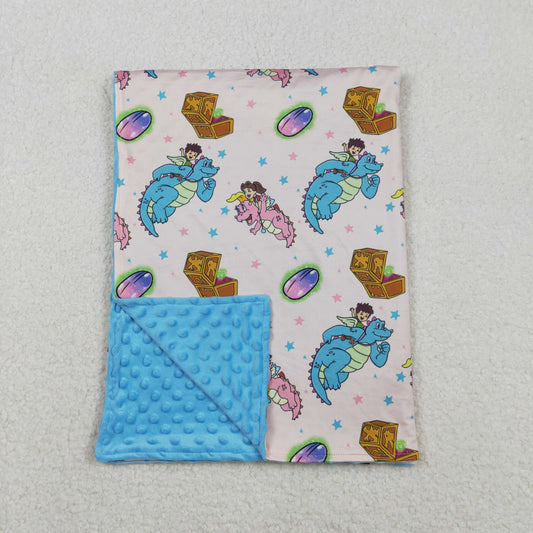 BL0230 Cartoon Dragon Print Baby Blanket