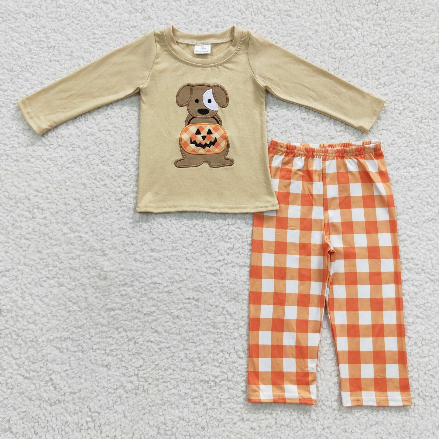 BLP0170 Boys long sleeve dog pumpkin embroidery Halloween outfits