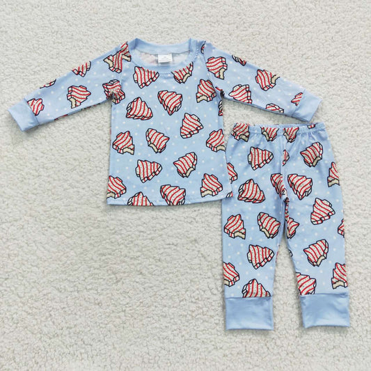 BLP0181 Boys blue Christmas little debbie cakes pajamas