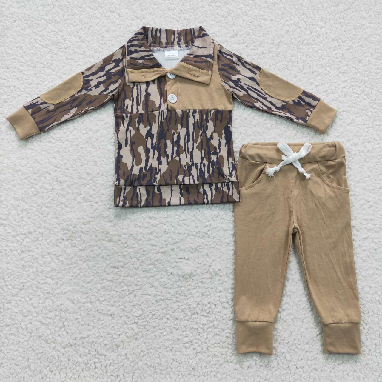 BLP0239 Boys camo print button pullover shirts pants fall clothes set