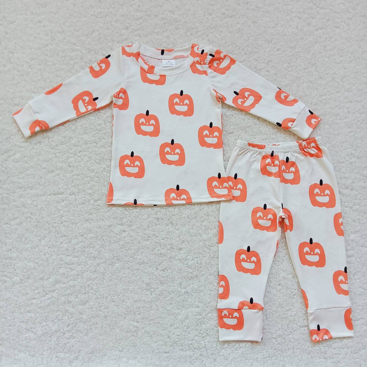 BLP0244 Boys orange pumpkin print Halloween pajamas