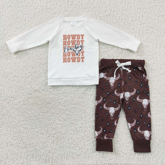 (Promotion)BLP0249 Howdy cowboy cow skull boys western clothes set