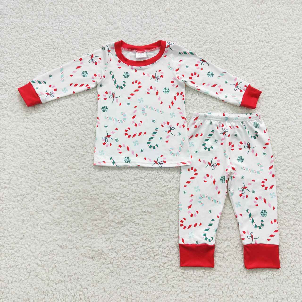 BLP0253 Christmas candy cane boys pajamas