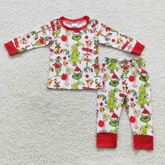 BLP0256 Christmas tree & frog print family set parent-child outfit boys pajamas