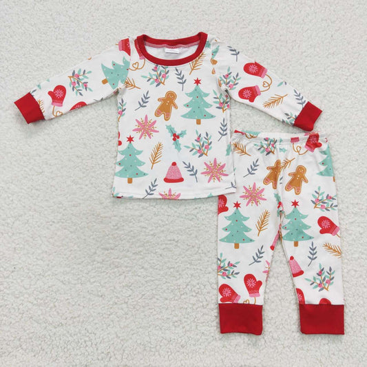 BLP0264 Christmas tree & gingersnap print family set parent-child outfit boys pajamas