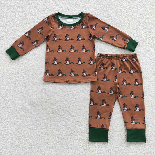 BLP0265 Brown duck print boys pajamas clothes set