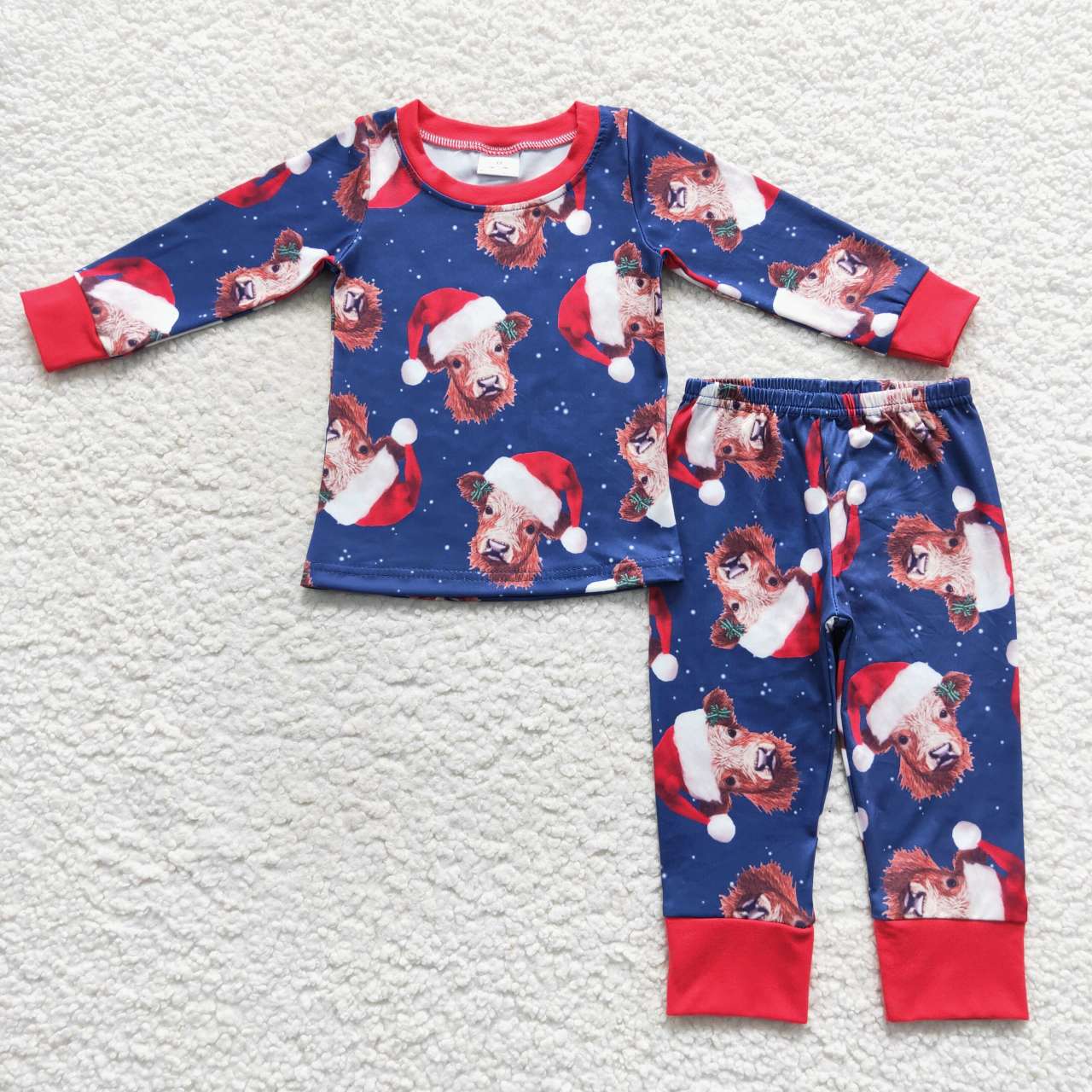 BLP0294  Highland cow print boys Christmas pajamas clothes set